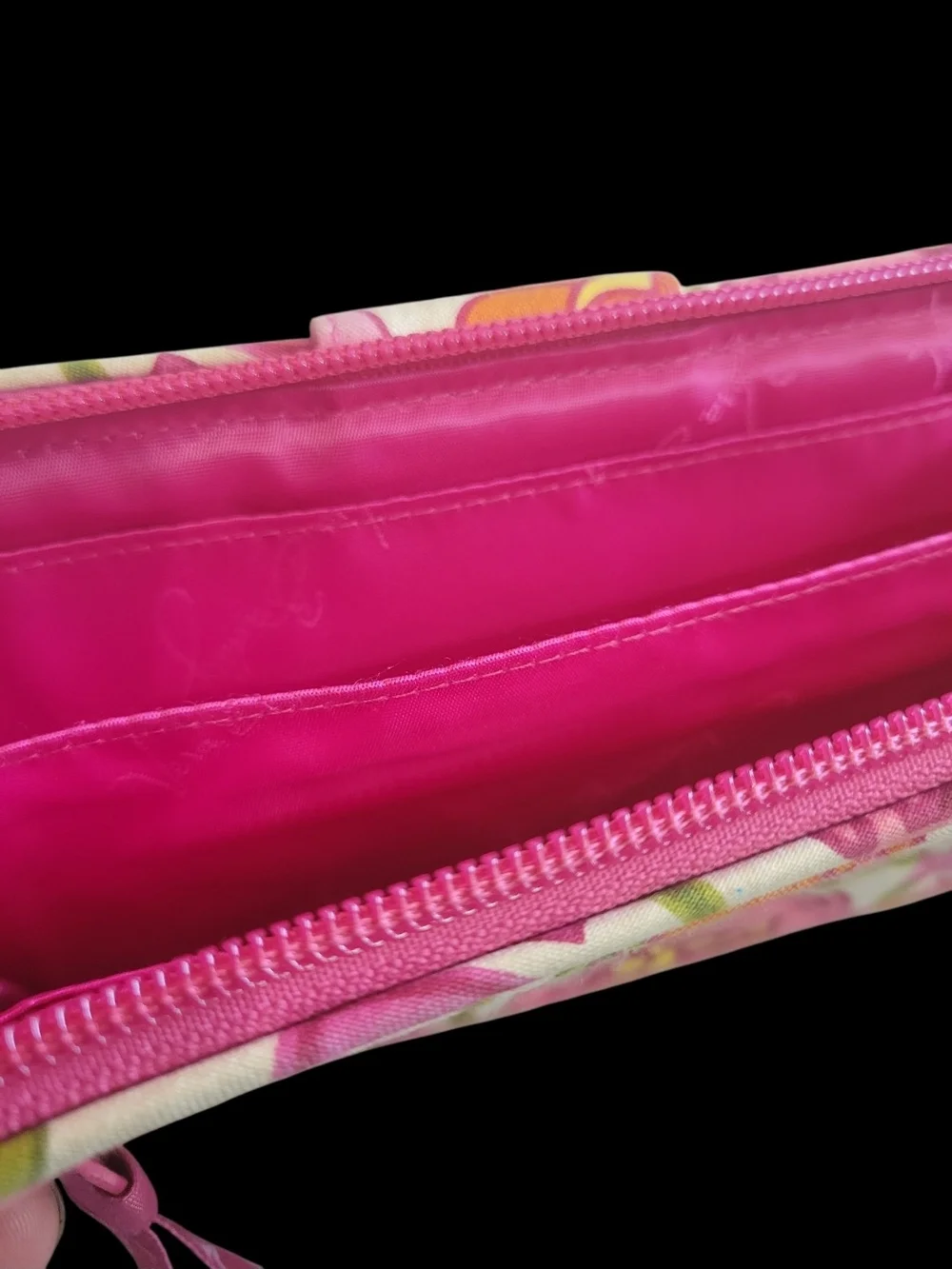 Vera Bradley Pink Orange Floral Quilted Wallet - Picture 4 of 5